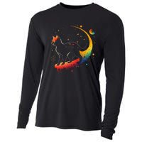 Astronaut Cat or Funny Galaxy Cat on Space Cat Lover Cooling Performance Long Sleeve Crew