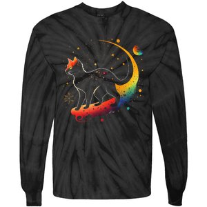 Astronaut Cat or Funny Galaxy Cat on Space Cat Lover Tie-Dye Long Sleeve Shirt