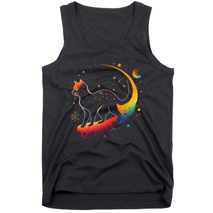 Astronaut Cat or Funny Galaxy Cat on Space Cat Lover Tank Top