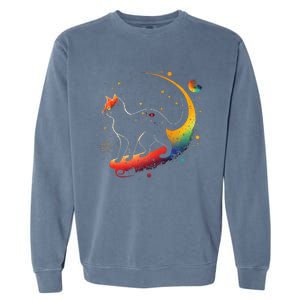 Astronaut Cat or Funny Galaxy Cat on Space Cat Lover Garment-Dyed Sweatshirt