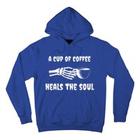 A Cup Of Coffee Heals The Soul Halloween Goth Funny Skeleton Gift Hoodie