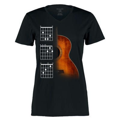 Acoustic Guitar Chords Women's Momentum V-Neck T-Shirt