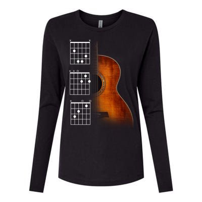 Acoustic Guitar Chords Womens Cotton Relaxed Long Sleeve T-Shirt