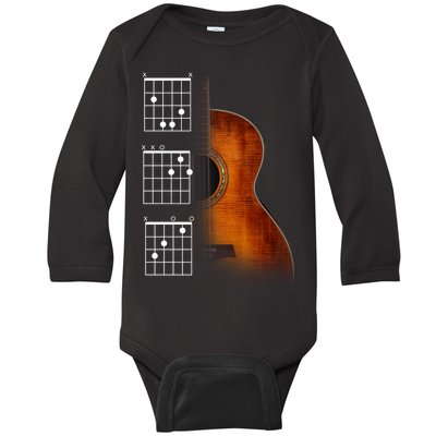 Acoustic Guitar Chords Baby Long Sleeve Bodysuit