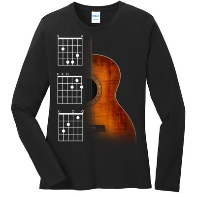 Acoustic Guitar Chords Ladies Long Sleeve Shirt