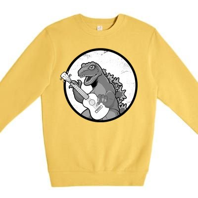 Acoustic Guitar Dinosaur Premium Crewneck Sweatshirt