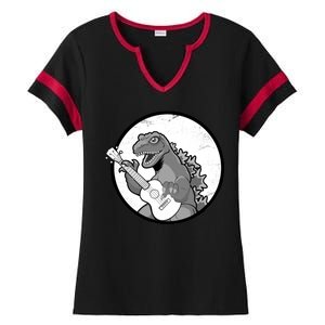 Acoustic Guitar Dinosaur Ladies Halftime Notch Neck Tee