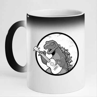 Acoustic Guitar Dinosaur 11oz Black Color Changing Mug