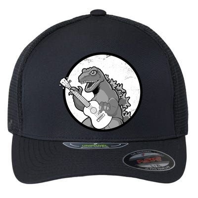 Acoustic Guitar Dinosaur Flexfit Unipanel Trucker Cap