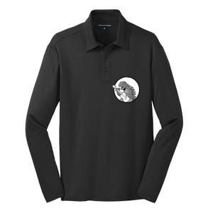 Acoustic Guitar Dinosaur Silk Touch Performance Long Sleeve Polo