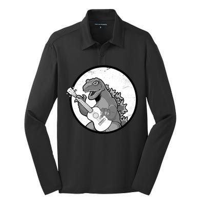 Acoustic Guitar Dinosaur Silk Touch Performance Long Sleeve Polo