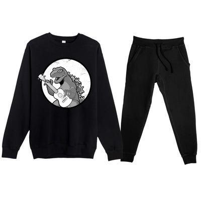 Acoustic Guitar Dinosaur Premium Crewneck Sweatsuit Set