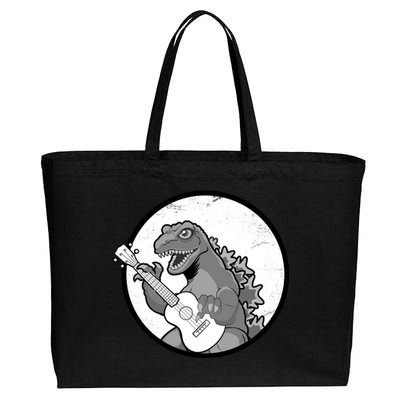 Acoustic Guitar Dinosaur Cotton Canvas Jumbo Tote