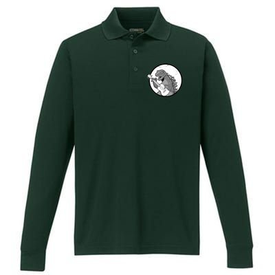 Acoustic Guitar Dinosaur Performance Long Sleeve Polo