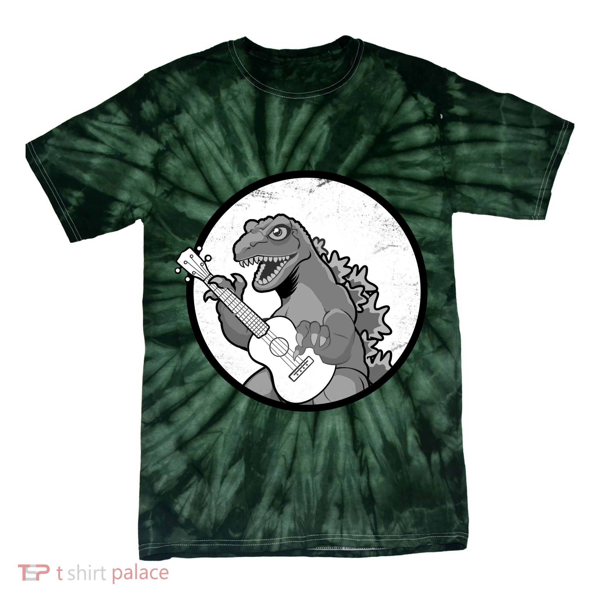 Acoustic Guitar Dinosaur Tie-Dye T-Shirt