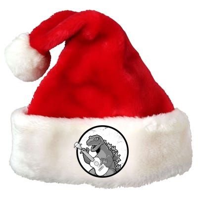 Acoustic Guitar Dinosaur Premium Christmas Santa Hat