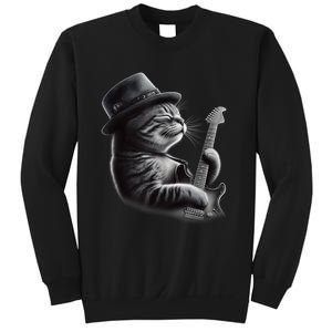 Authorized Cat Playing Guitar Funny Rock Music Guitar Cat Sweatshirt