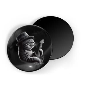 Authorized Cat Playing Guitar Funny Rock Music Guitar Cat Magnet