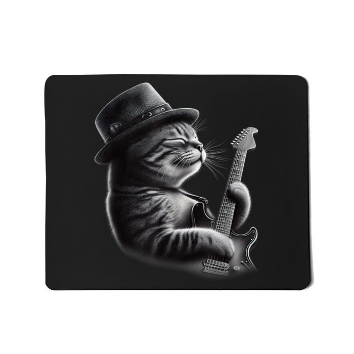 Authorized Cat Playing Guitar Funny Rock Music Guitar Cat Mousepad