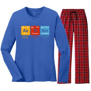 Autism Chemistry Periodic Table Elements Autism Awareness Women's Long Sleeve Flannel Pajama Set 