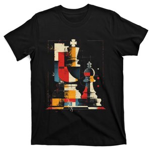 Artsy Chess Player On Abstract Art Chess T-Shirt