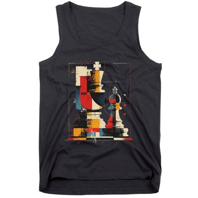 Artsy Chess Player On Abstract Art Chess Tank Top