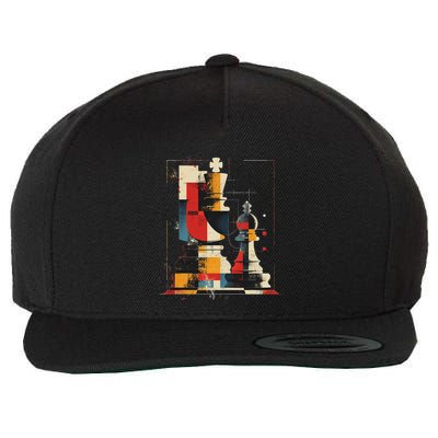 Artsy Chess Player On Abstract Art Chess Wool Snapback Cap