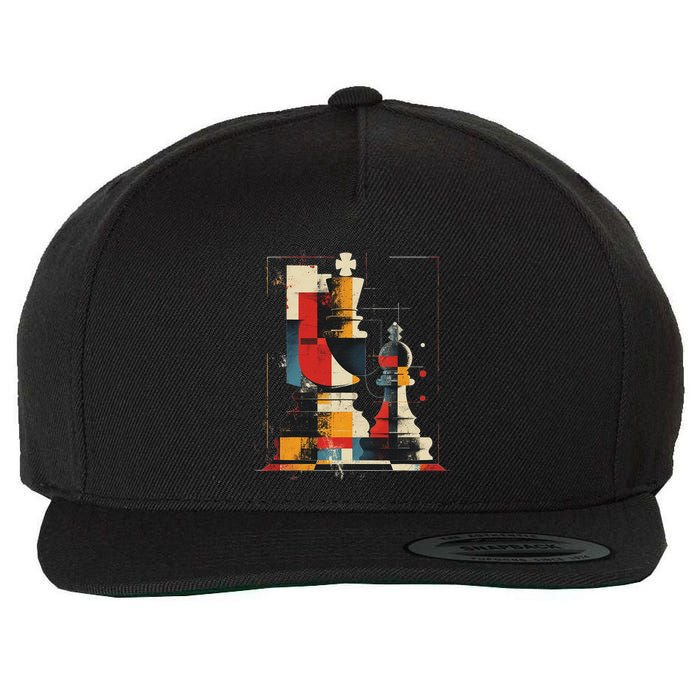 Artsy Chess Player On Abstract Art Chess Wool Snapback Cap