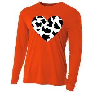 Awesome Cow Print Black White Print Heart Cooling Performance Long Sleeve Crew