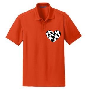 Awesome Cow Print Black White Print Heart Dry Zone Grid Polo