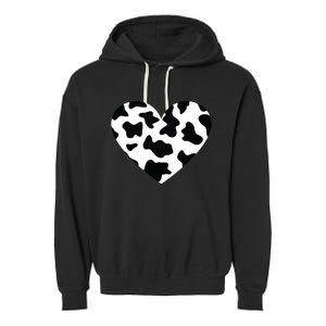 Awesome Cow Print Black White Print Heart Garment-Dyed Fleece Hoodie