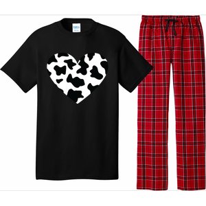 Awesome Cow Print Black White Print Heart Pajama Set