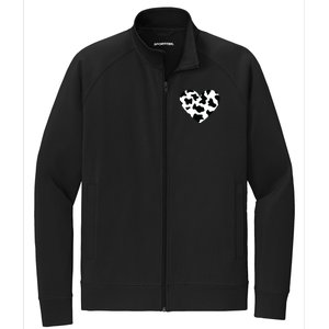 Awesome Cow Print Black White Print Heart Stretch Full-Zip Cadet Jacket