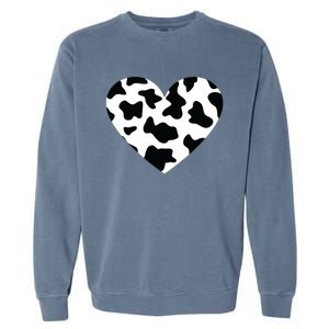 Awesome Cow Print Black White Print Heart Garment-Dyed Sweatshirt