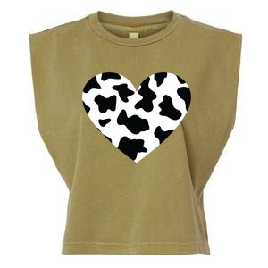 Awesome Cow Print Black White Print Heart Garment-Dyed Women's Muscle Tee