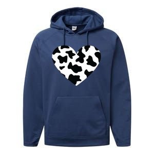 Awesome Cow Print Black White Print Heart Performance Fleece Hoodie