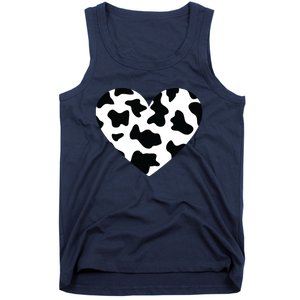 Awesome Cow Print Black White Print Heart Tank Top