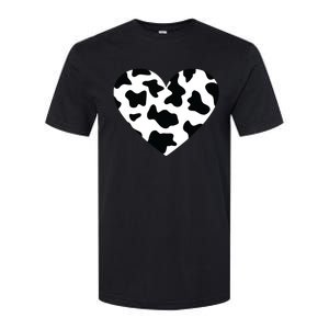 Awesome Cow Print Black White Print Heart Softstyle CVC T-Shirt