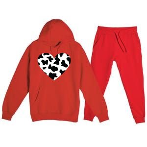 Awesome Cow Print Black White Print Heart Premium Hooded Sweatsuit Set