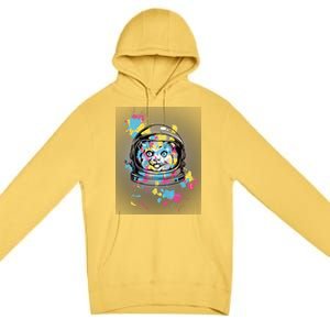 Astronaut Cat Paint Splatter Colorful Design Premium Pullover Hoodie