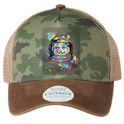 Astronaut Cat Paint Splatter Colorful Design Legacy Tie Dye Trucker Hat