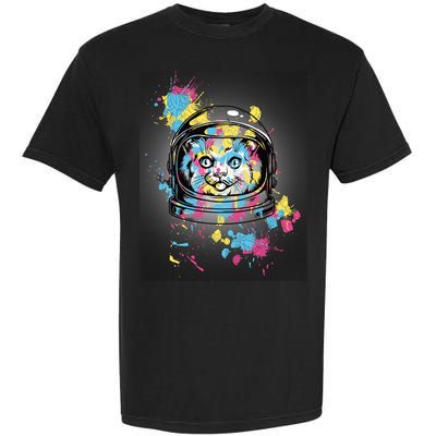 Astronaut Cat Paint Splatter Colorful Design Garment-Dyed Heavyweight T-Shirt