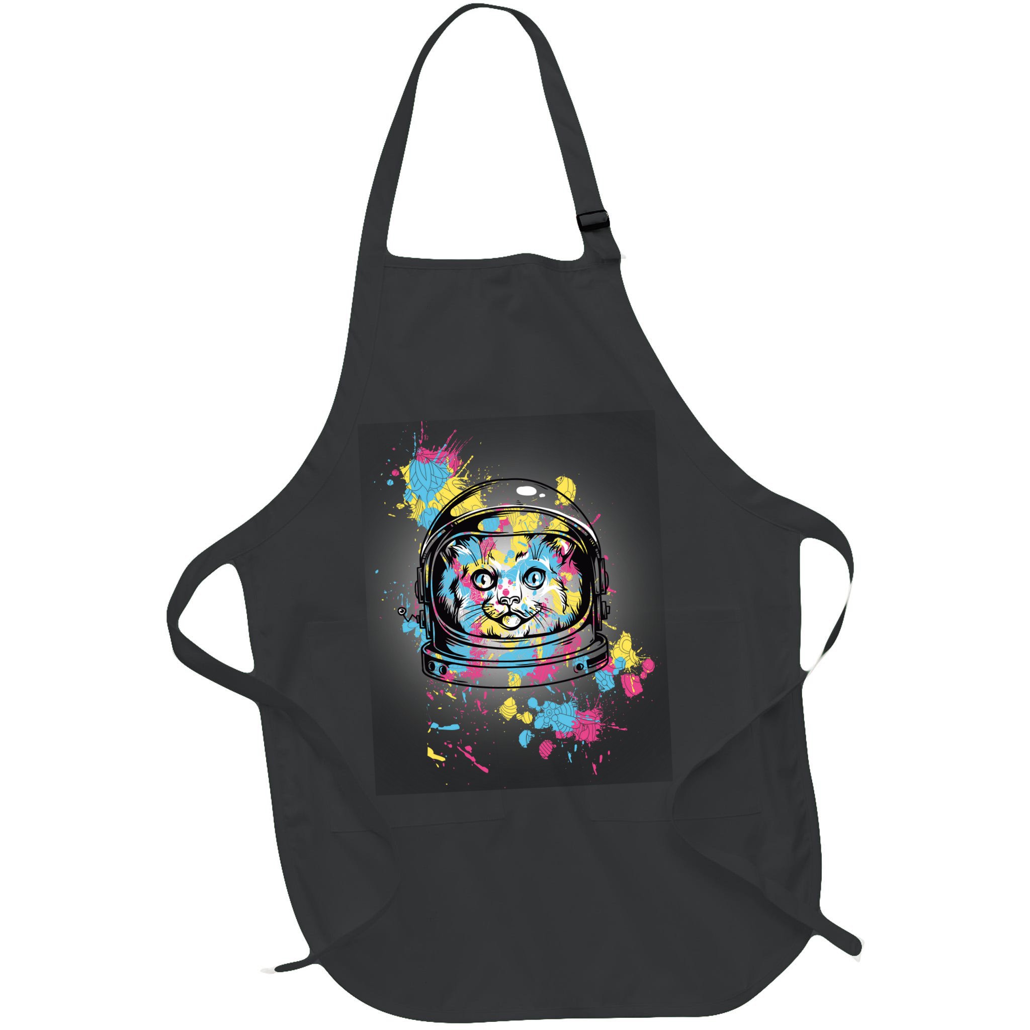 Astronaut Cat Paint Splatter Colorful Design Apron