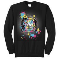 Astronaut Cat Paint Splatter Colorful Design Sweatshirt