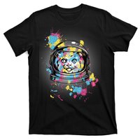 Astronaut Cat Paint Splatter Colorful Design T-Shirt