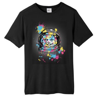 Astronaut Cat Paint Splatter Colorful Design Tall Fusion ChromaSoft Performance T-Shirt