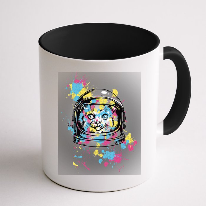 Astronaut Cat Paint Splatter Colorful Design Mug