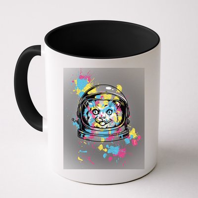 Astronaut Cat Paint Splatter Colorful Design Mug