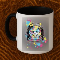 Astronaut Cat Paint Splatter Colorful Design Mug