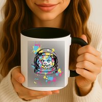 Astronaut Cat Paint Splatter Colorful Design Mug